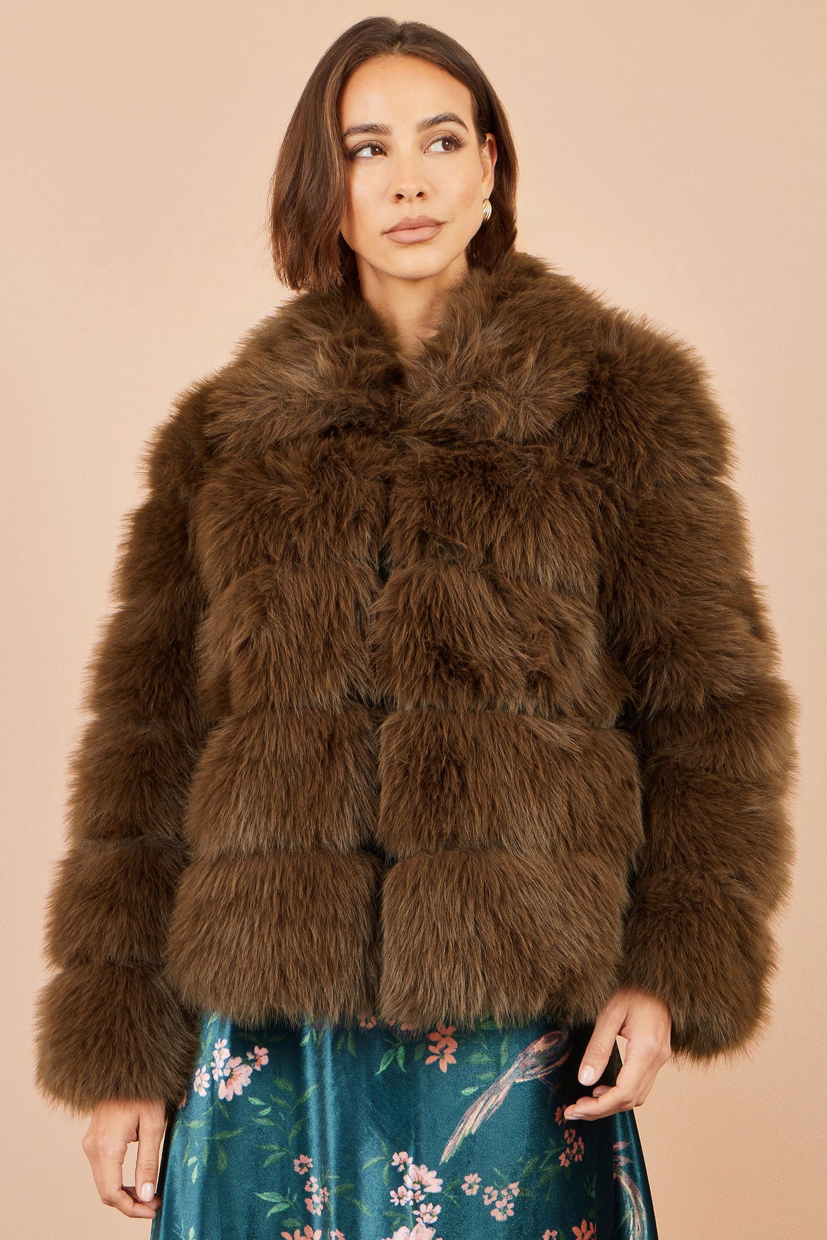 Yumi Brown Luxe Faur Fur Coat