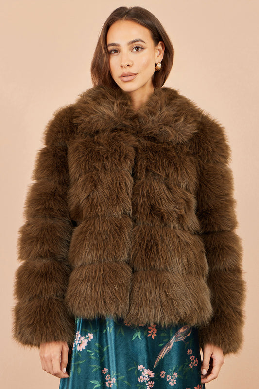Yumi Brown Luxe Faur Fur Coat