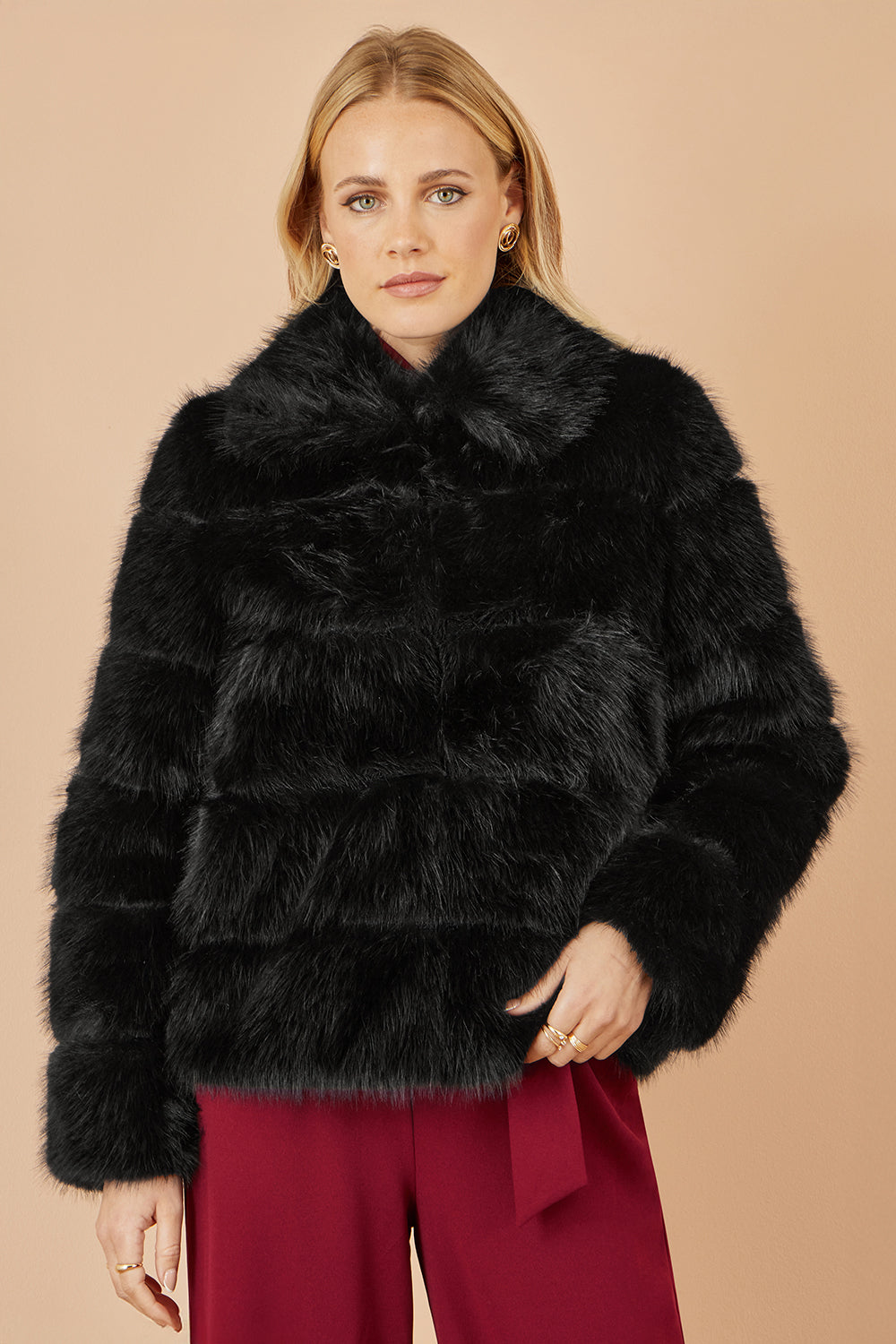 Yumi Black Luxe Faur Fur Coat COAT Yumi