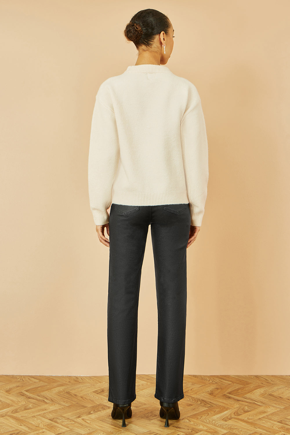 Yumi Cream Relaxed Knitted Jumper With Sequin Detail Knit Xmas Jumper Yumi