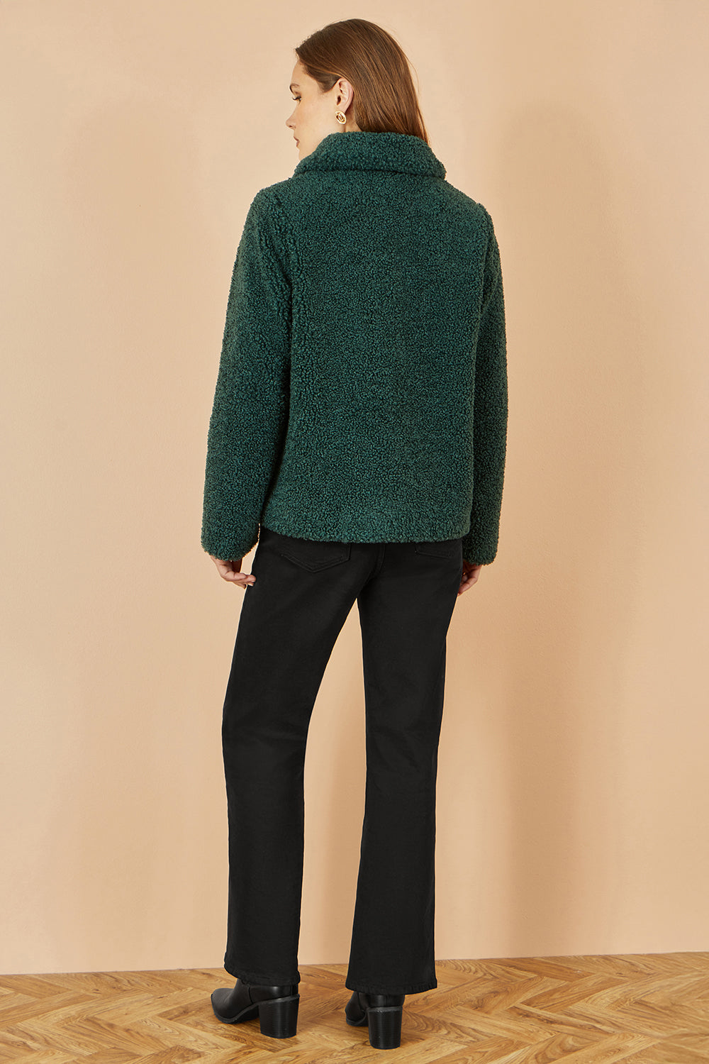 Yumi Green Short Teddy Bear Jacket JACKET Yumi