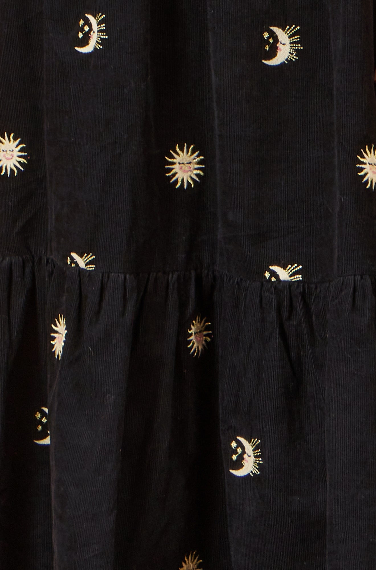 Yumi Black Cosmic Embroidery Cord Midi Shirt Dress Dress Casual Yumi