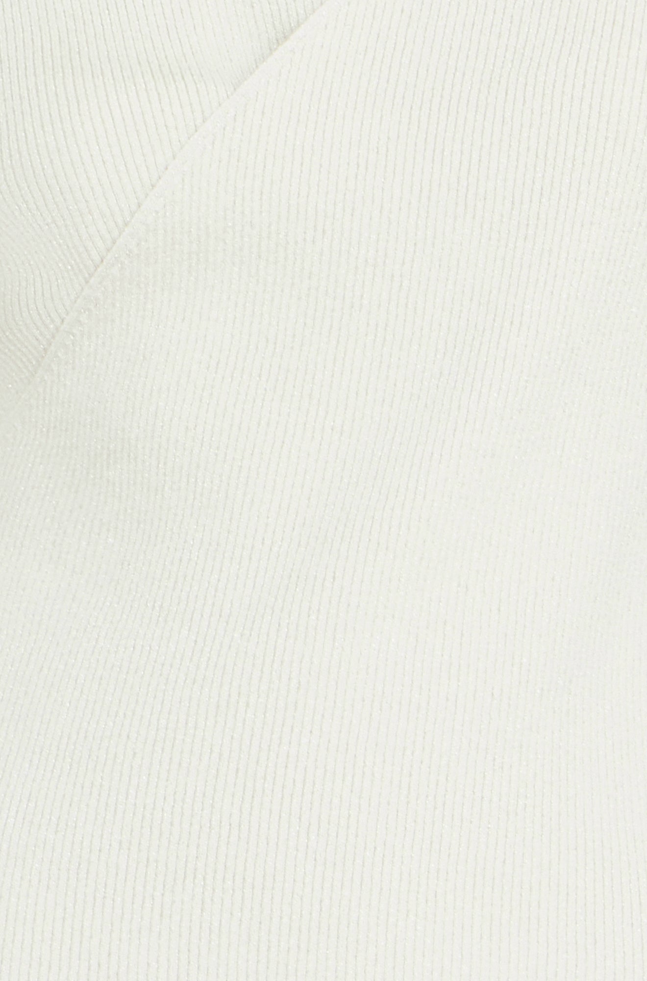 Yumi Ivory Metallic Thread Rib Wrap Knitted Top Knit Top Yumi