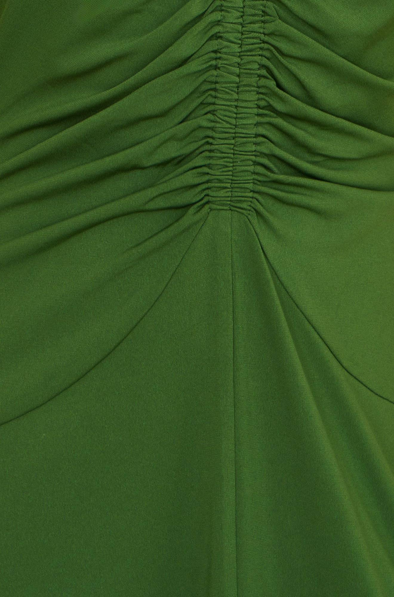 Yumi Green Ruched Front Stretch Midi Dress Dress Casual Yumi