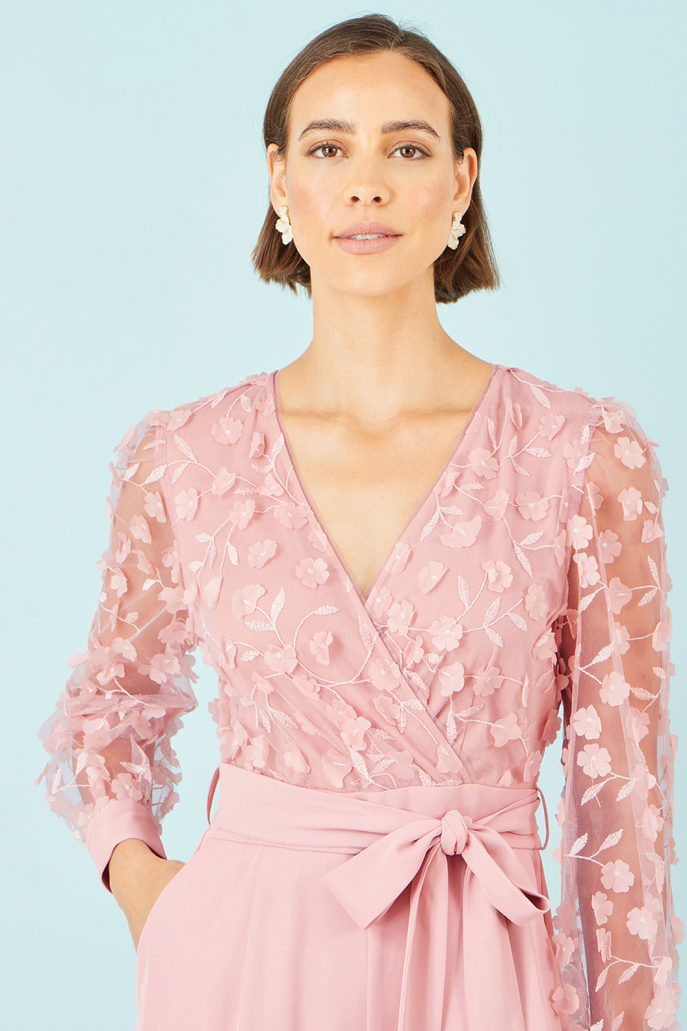 Yumi Pink Flower Applique Jumpsuit JUMPSUIT Yumi