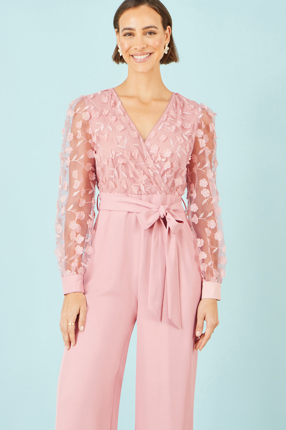 Yumi Pink Flower Applique Jumpsuit JUMPSUIT Yumi