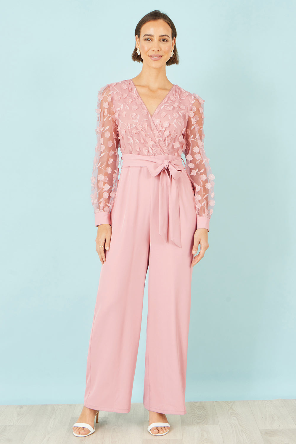 Yumi Pink Flower Applique Jumpsuit JUMPSUIT Yumi