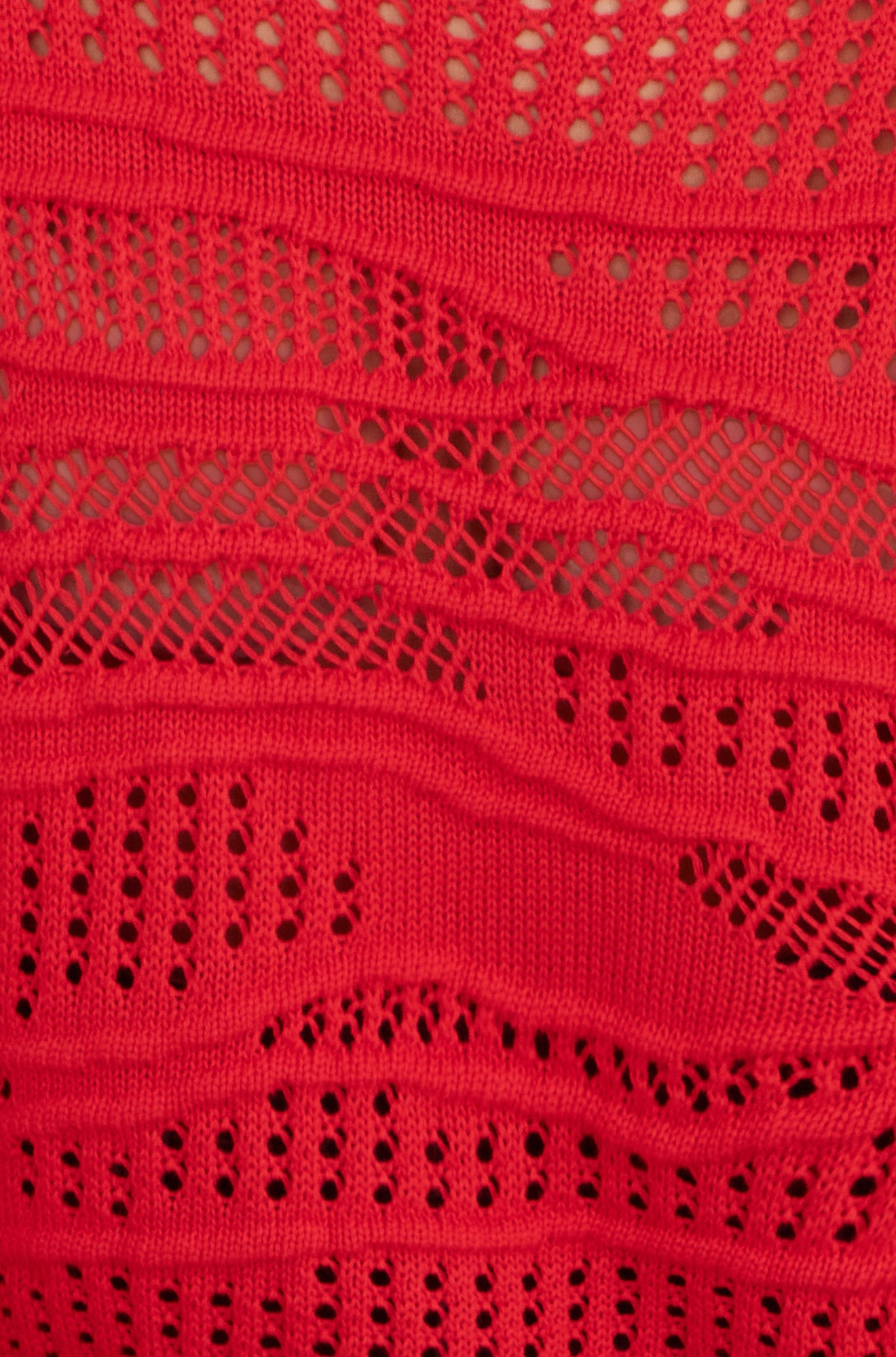 Yumi Red Wave Pointelle Knitted Jumper Knit Jumper Yumi