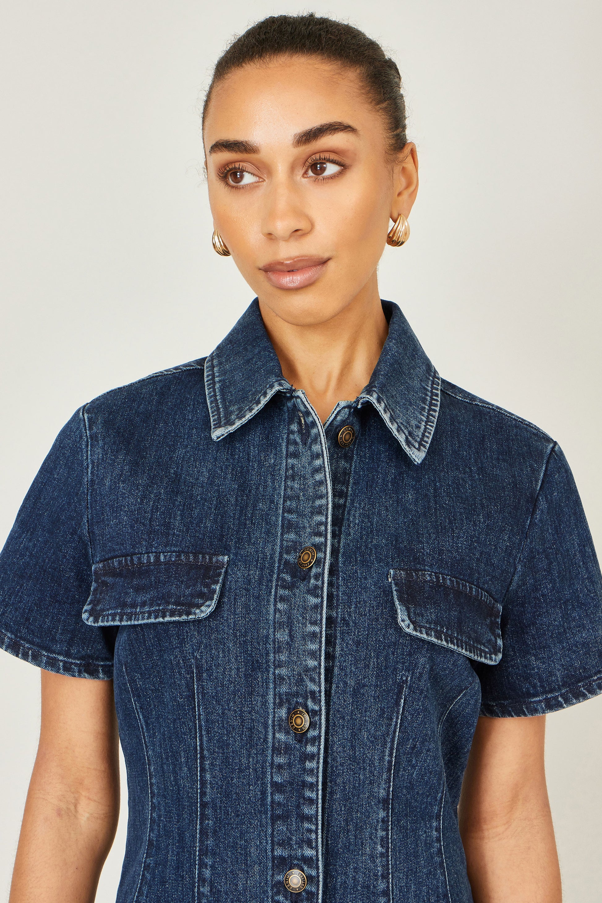 yumi denim dress Buy Yumi Blue Denim Stretch Shirt Dress With Pocket Details from Next USA