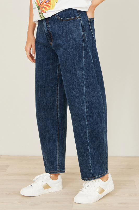 Yumi Blue Denim Barrel Relaxed Fit Jeans TROUSER Yumi