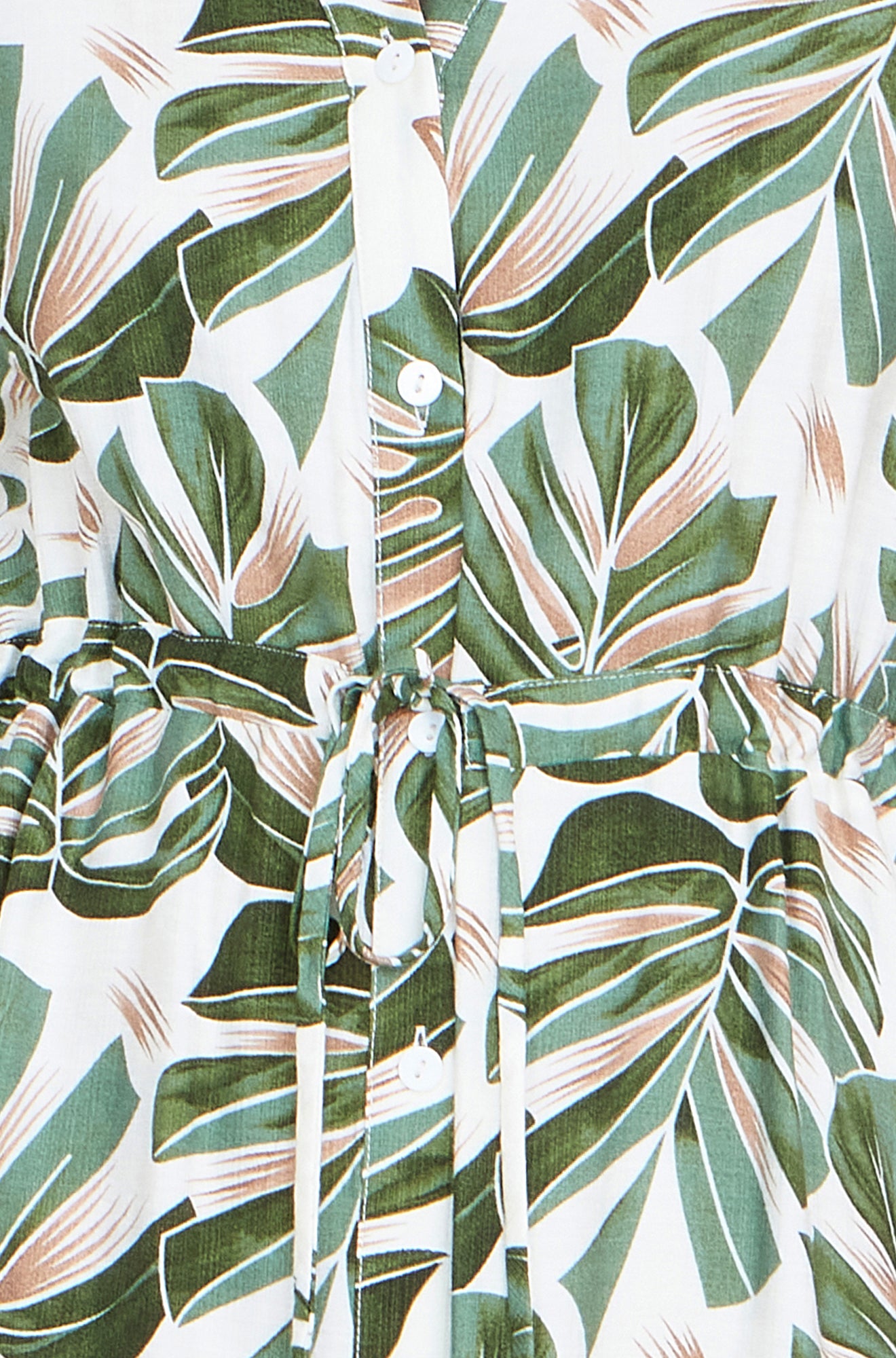 Yumi Green Viscose Leaf Print Relaxed Midi Dress Dress Casual Yumi