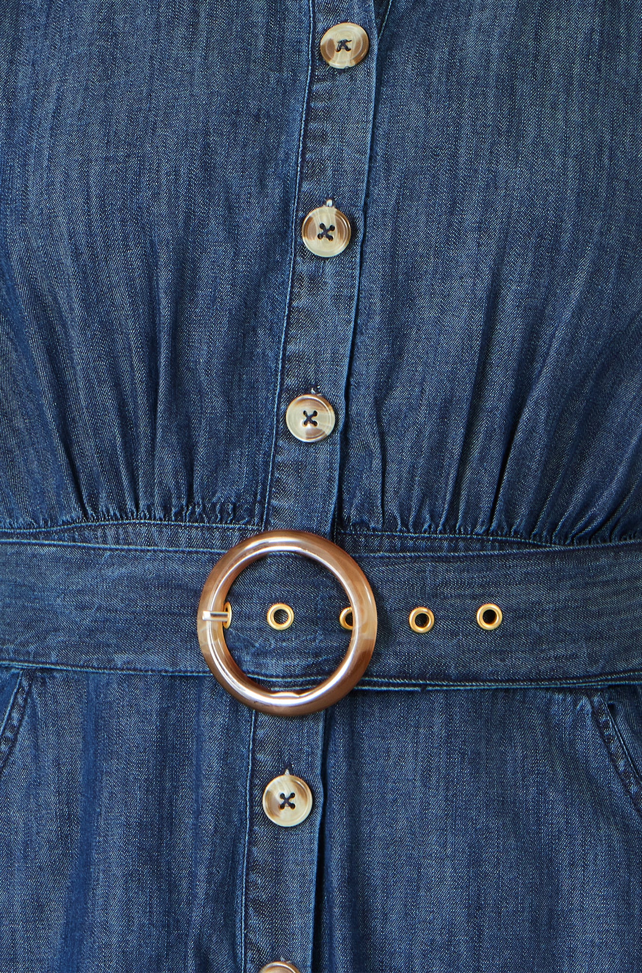 Yumi Blue Chambray Cotton Playsuit PLAYSUIT Yumi