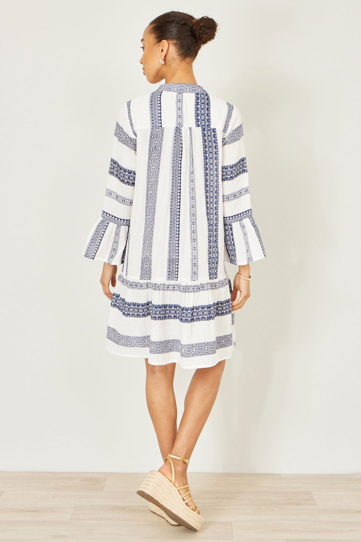 Yumi White Cotton Stripe Tunic Beachwear Yumi