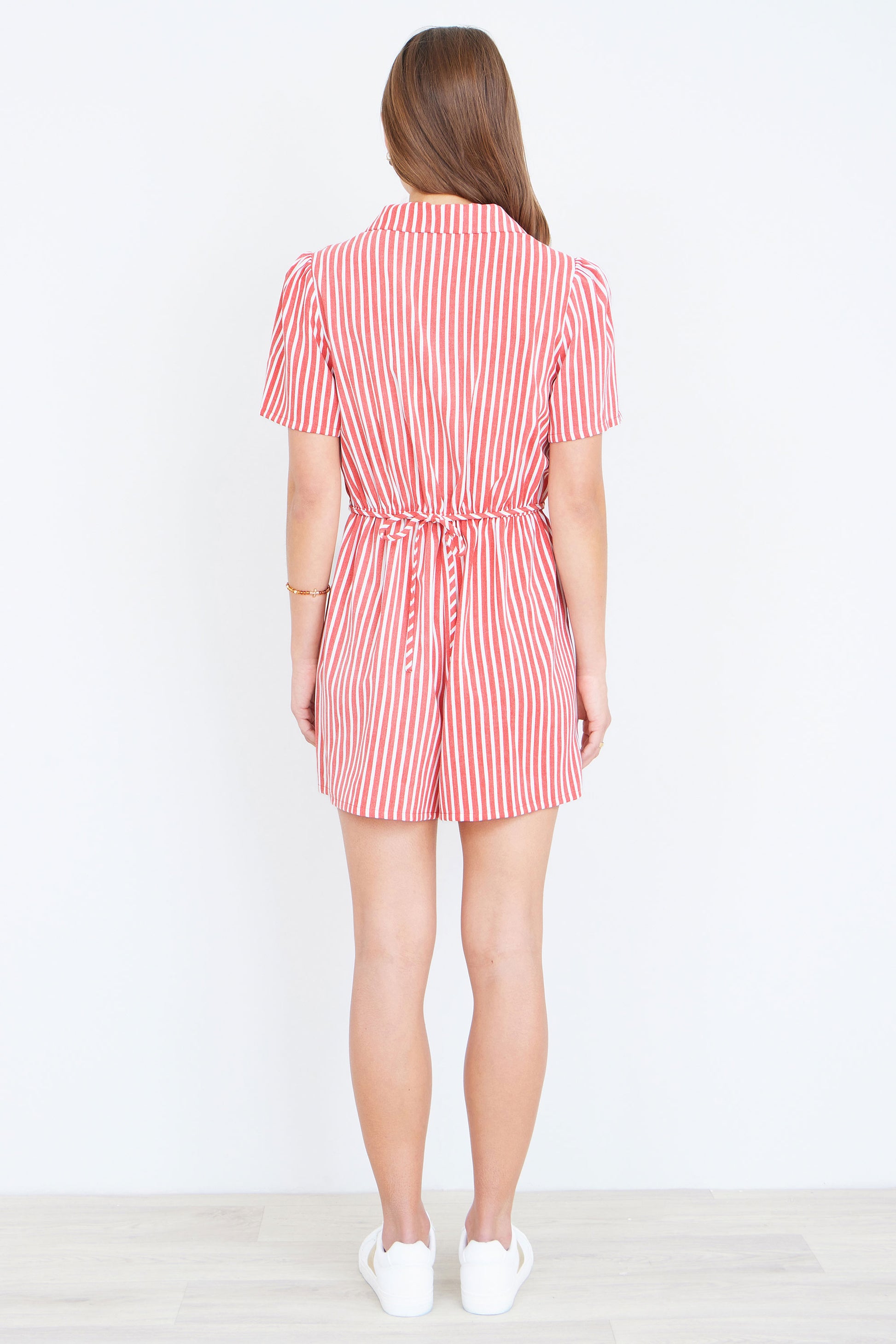 Yumi Red Stripe Retro Playsuit PLAYSUIT Yumi