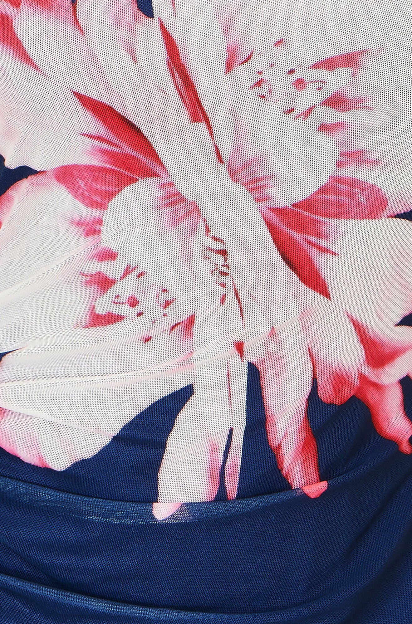 Yumi Navy Floral Placement Floral Long Sleeve Mesh Maxi Dress Dress Occasion Yumi