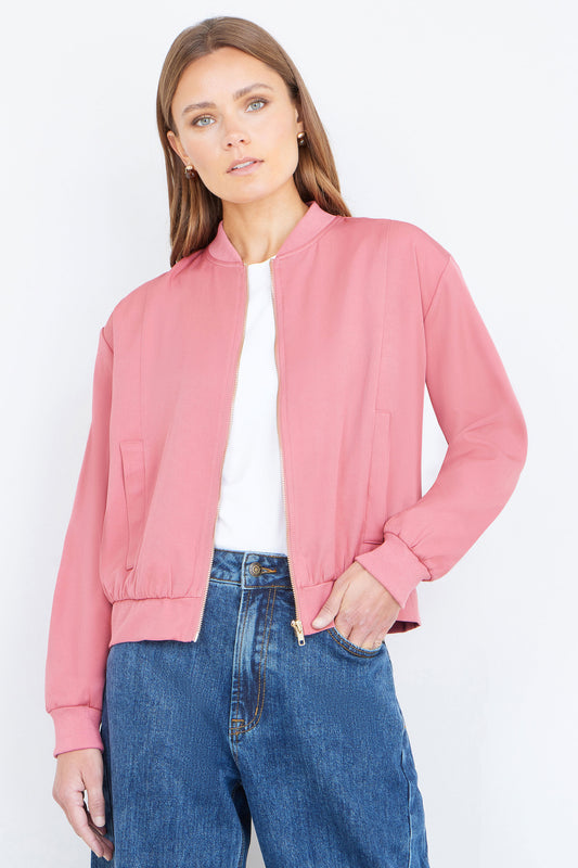 Yumi Pink Relaxed Lightweight Bomber Jacket Outerwear Yumi