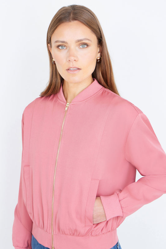 Yumi Pink Relaxed Lightweight Bomber Jacket Outerwear Yumi