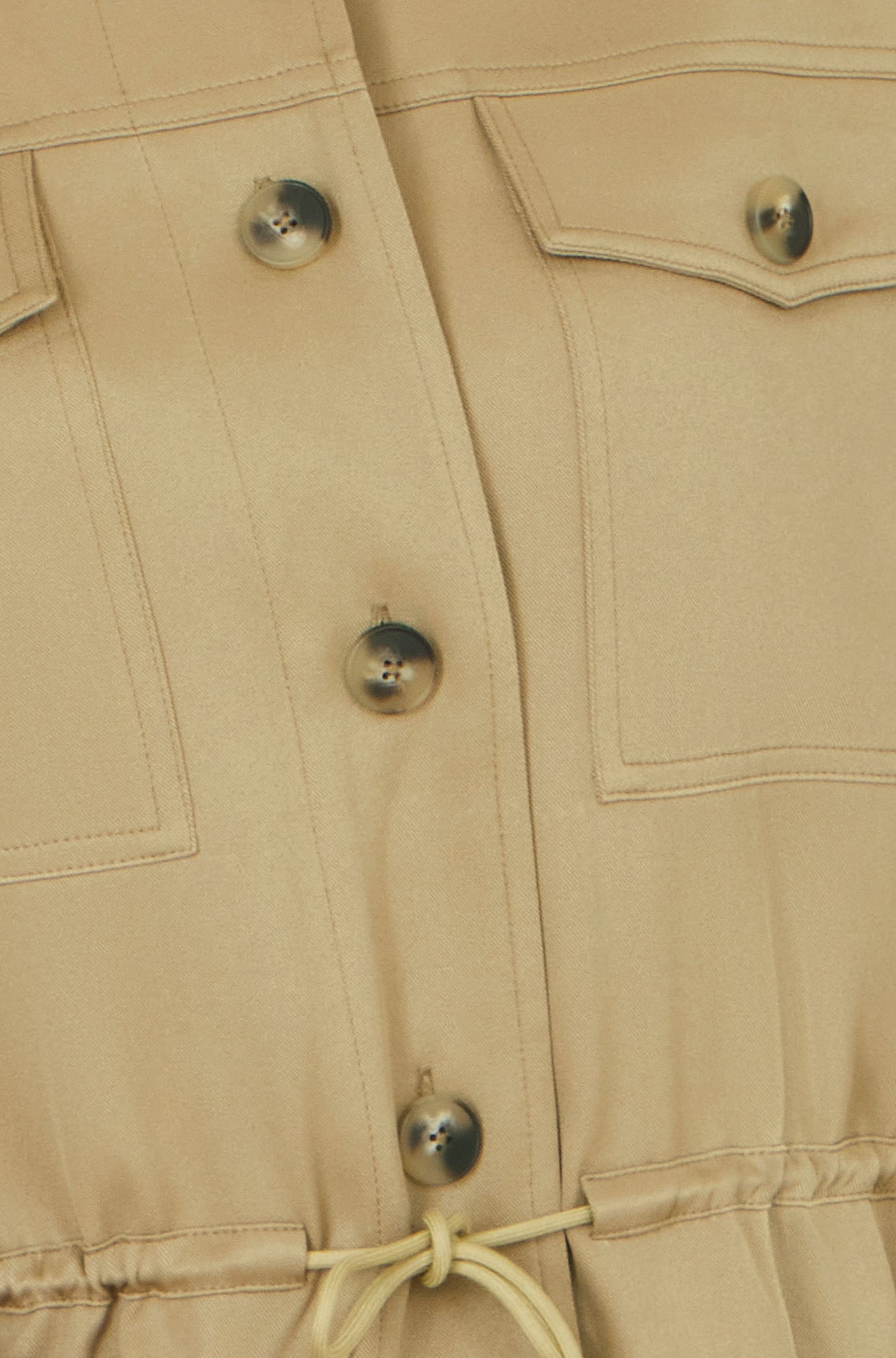 Yumi Green Utility Jacket With Drawstring Waist and Stripe Lining Outerwear Yumi