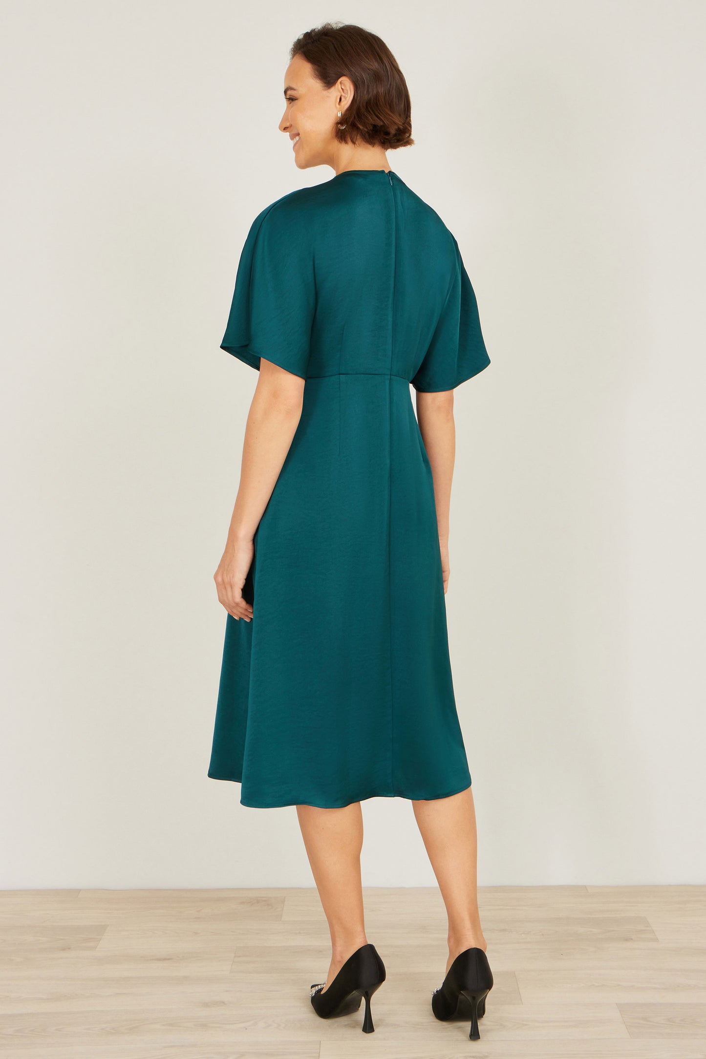 Yumi Green Satin Midi Kimono Dress Dress Occasion Yumi
