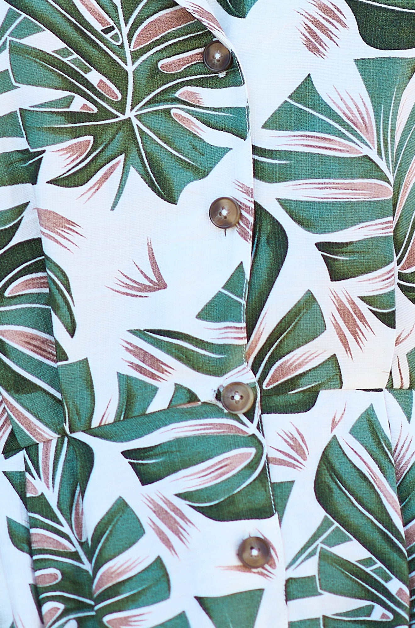 Yumi Green Viscose Leaf Print Retro Playsuit PLAYSUIT Yumi