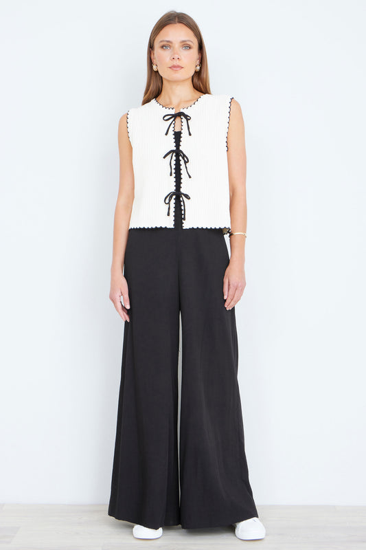 Yumi Black Wide Leg Palazzo Trousers TROUSER Yumi