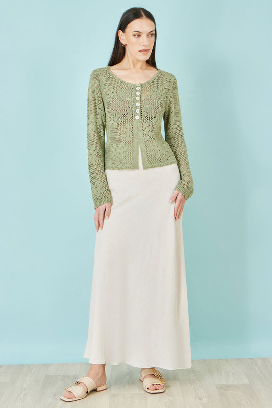 Yumi Natural Viscose Maxi Skirt Skirts Yumi