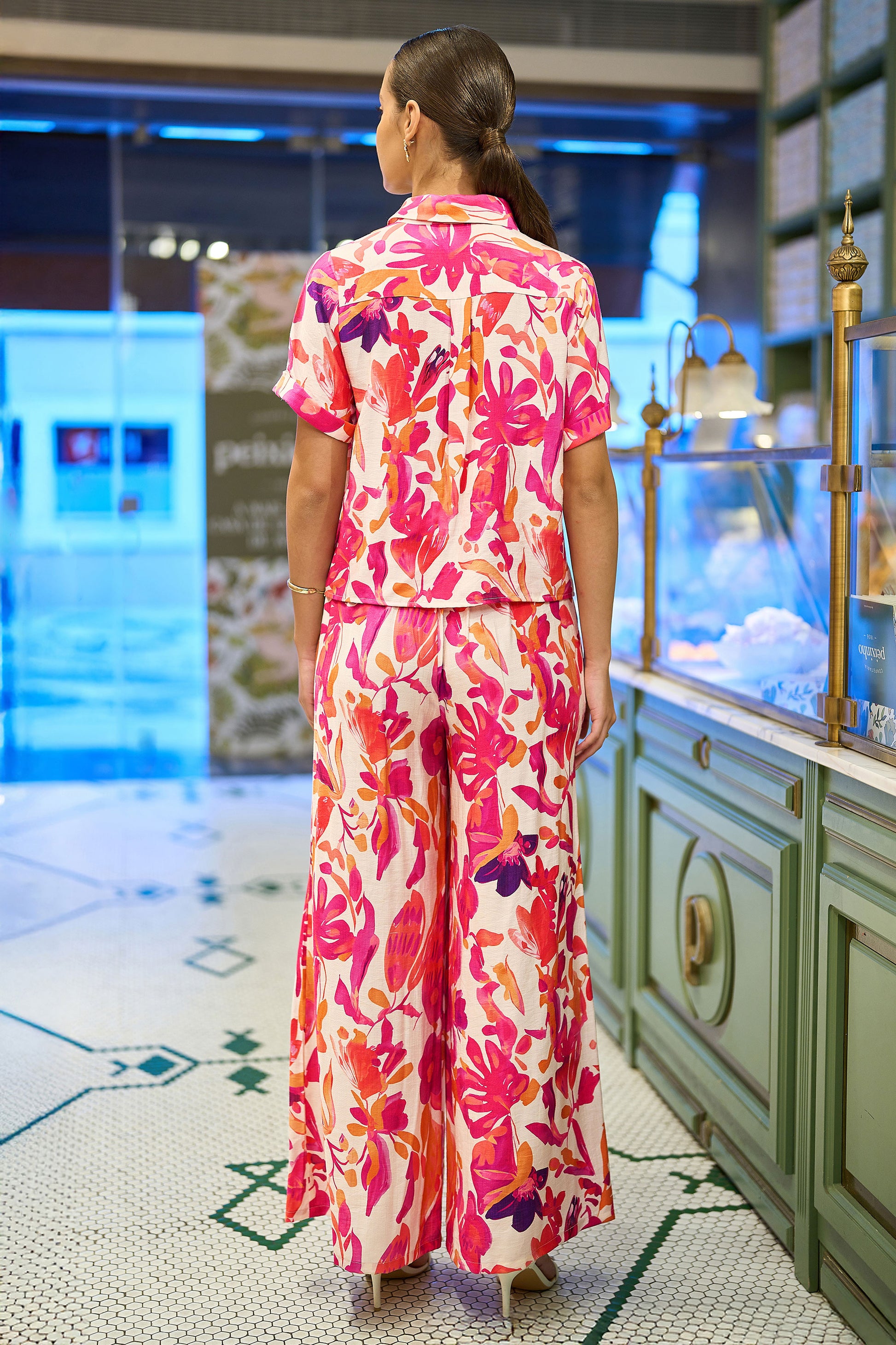 Yumi Pink Abstract Floral Shirt SHIRT Yumi