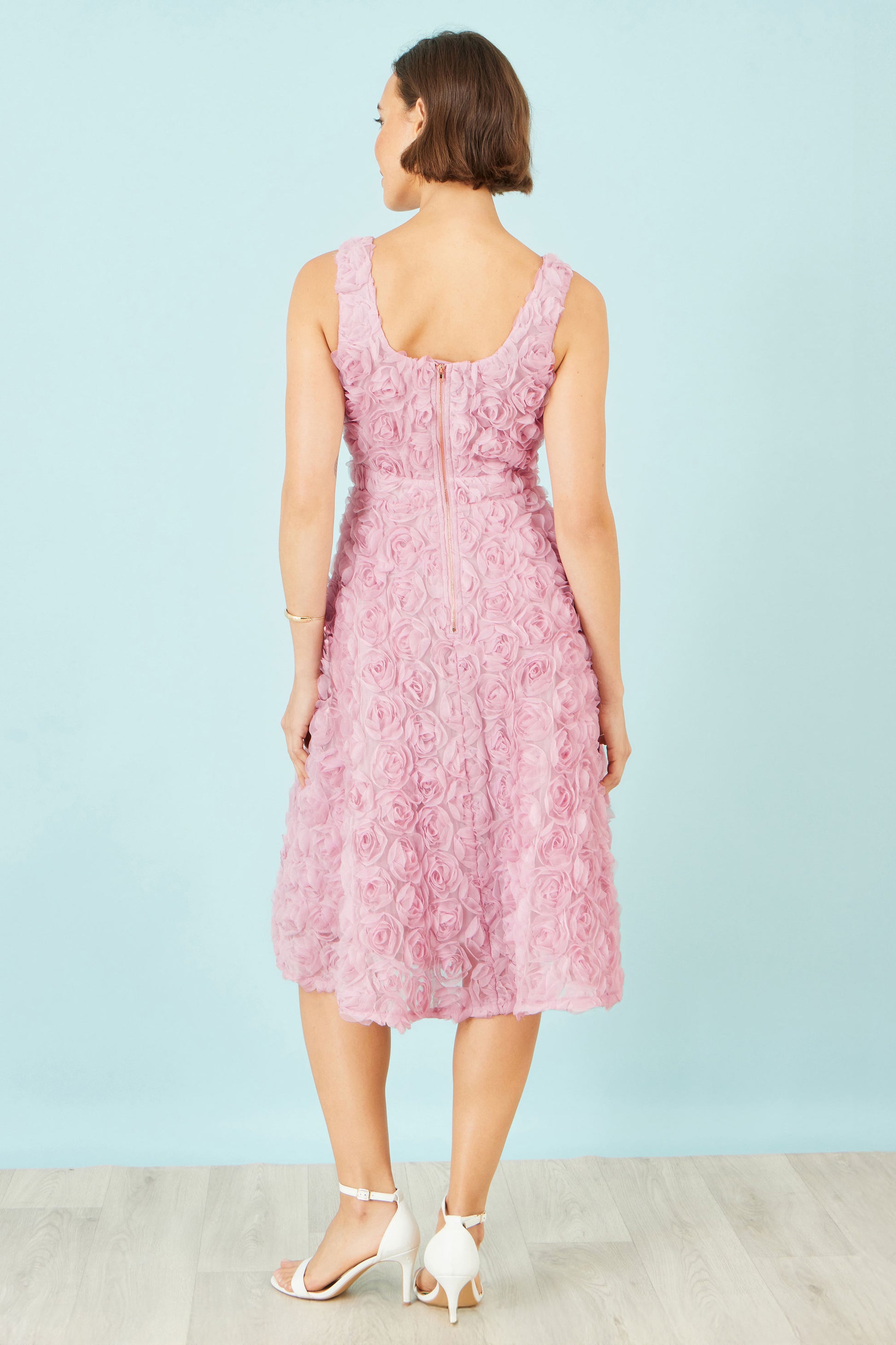 Yumi Pink Applique Floral Skater Dress Dress Occasion Yumi