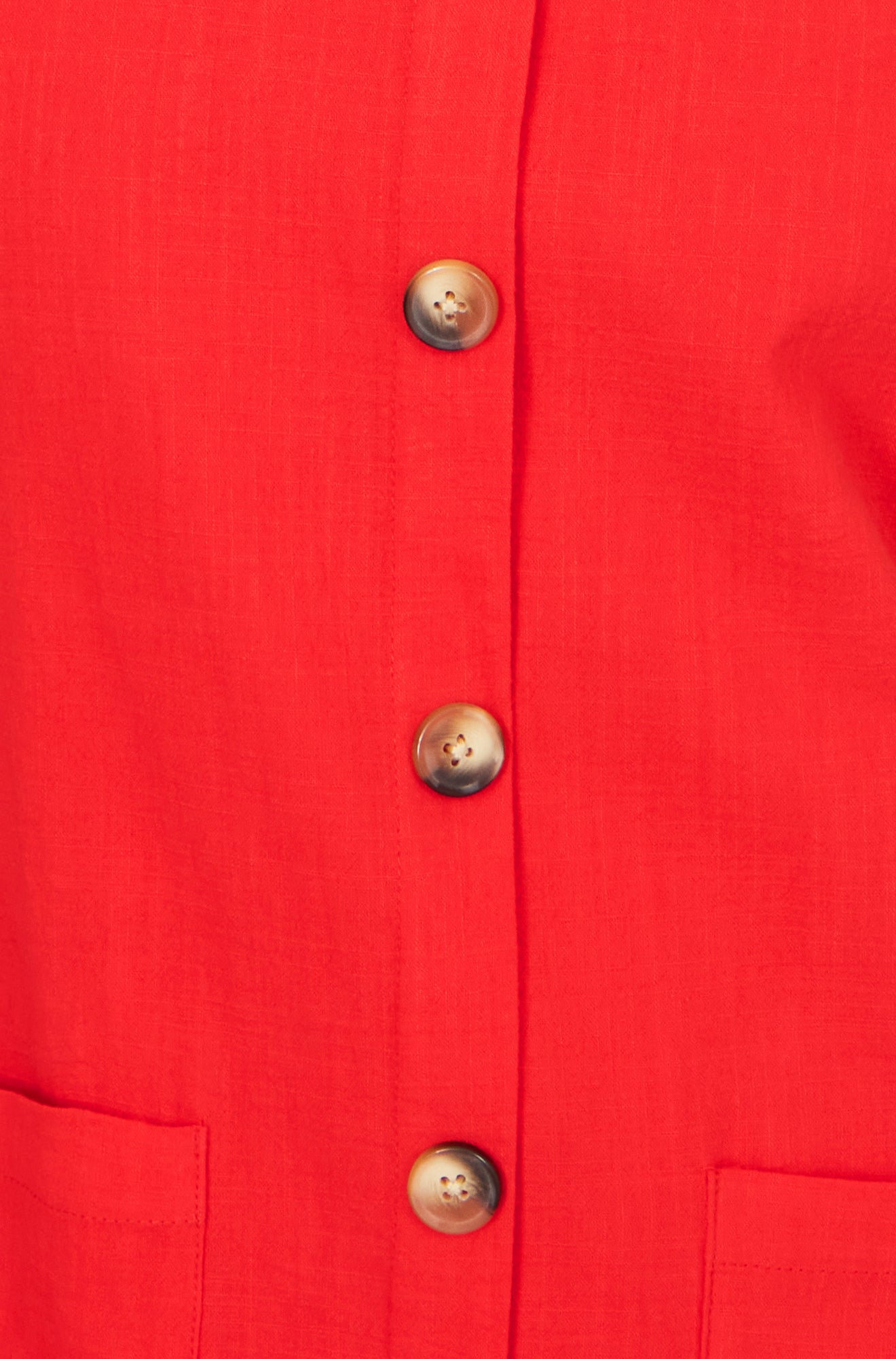 Yumi Red Viscose Button Detail Shift Dress Dress Casual Yumi