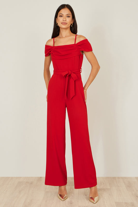 Yumi Red Stretch Bardot Jumpsuit JUMPSUIT Yumi