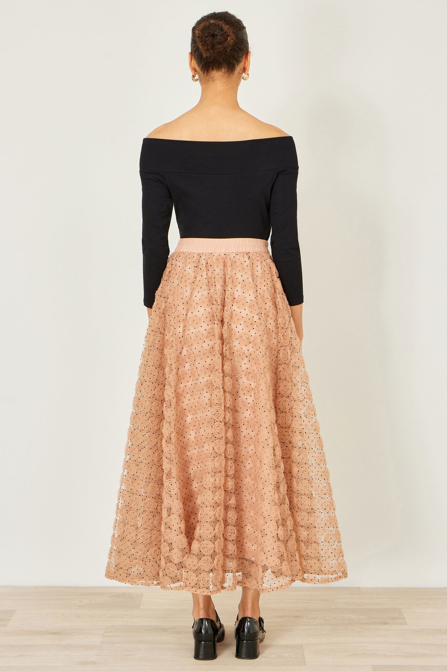 Yumi Black Bardot Long Sleeve Jersey Top Tops Yumi