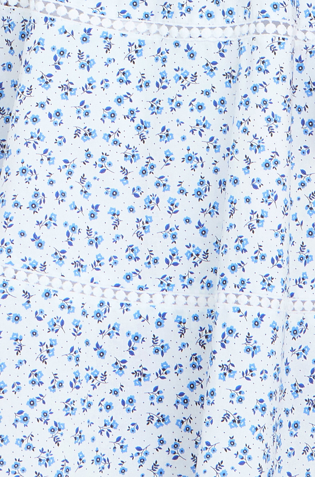 Yumi White Ditsy Floral Cotton Midi Sun Dress With Lace Trims Beachwear Yumi