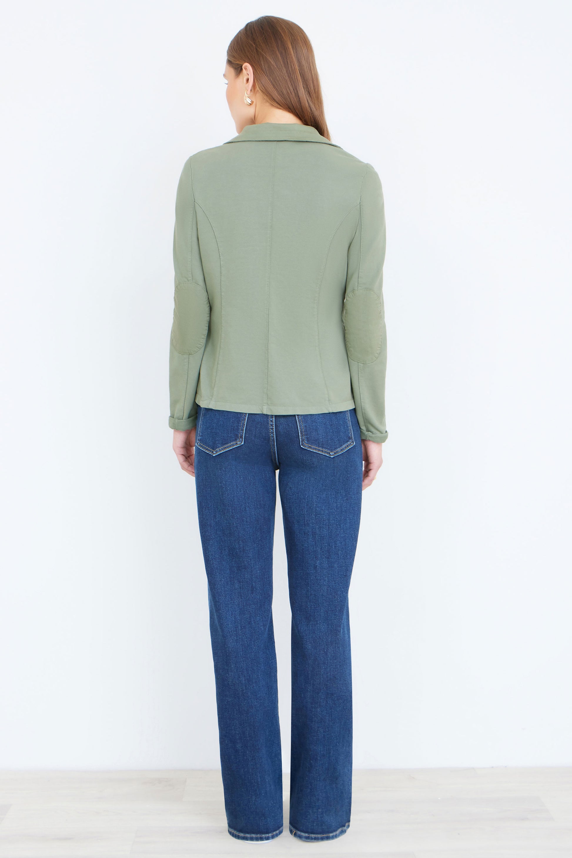 Yumi Green Stretch Cotton Blazer Outerwear Yumi