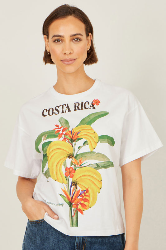 Yumi White Costa Rica Cotton T Shirt Tops Yumi