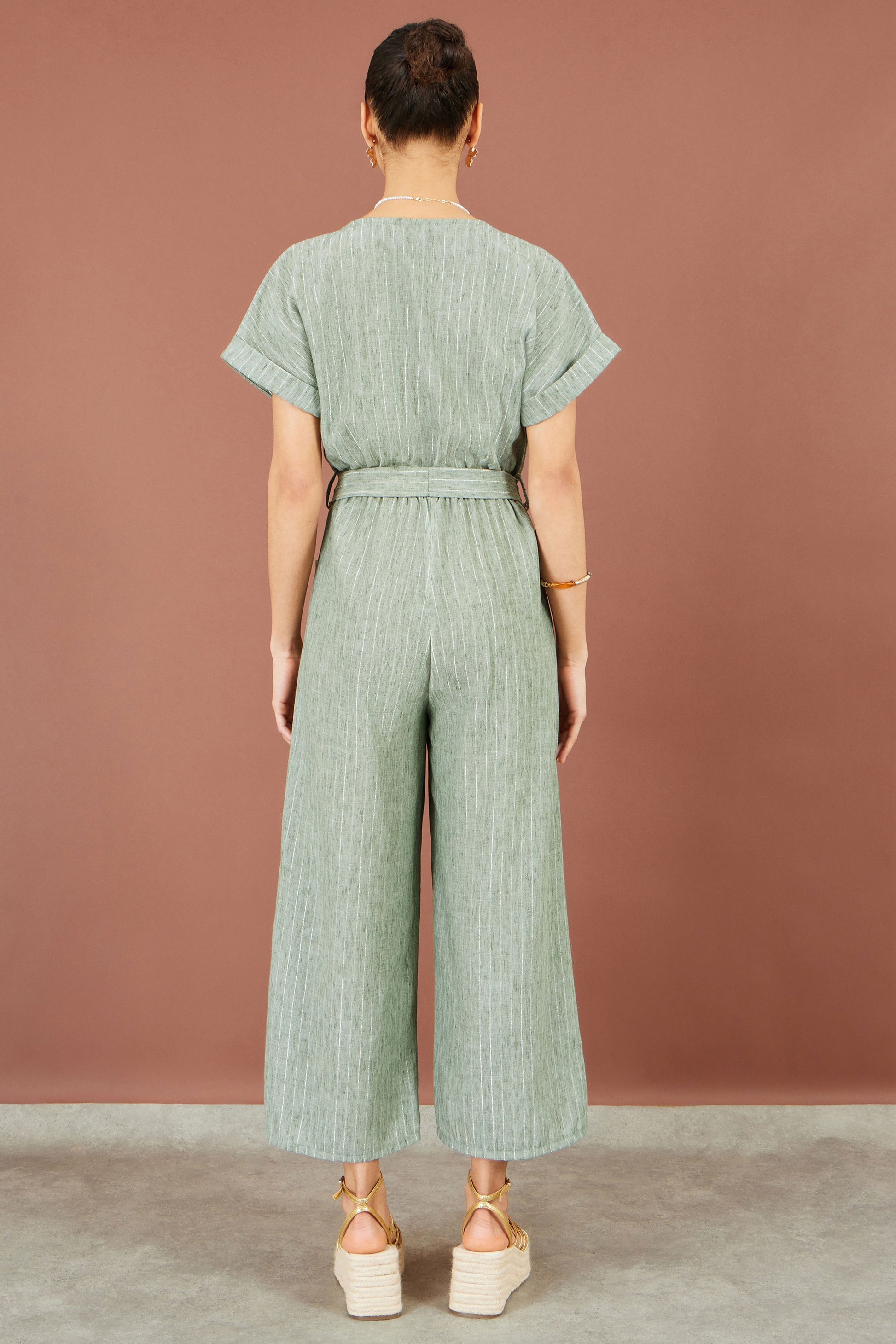 Yumi Green V Neck Kimono Sleeve Jumpsuit JUMPSUIT Yumi