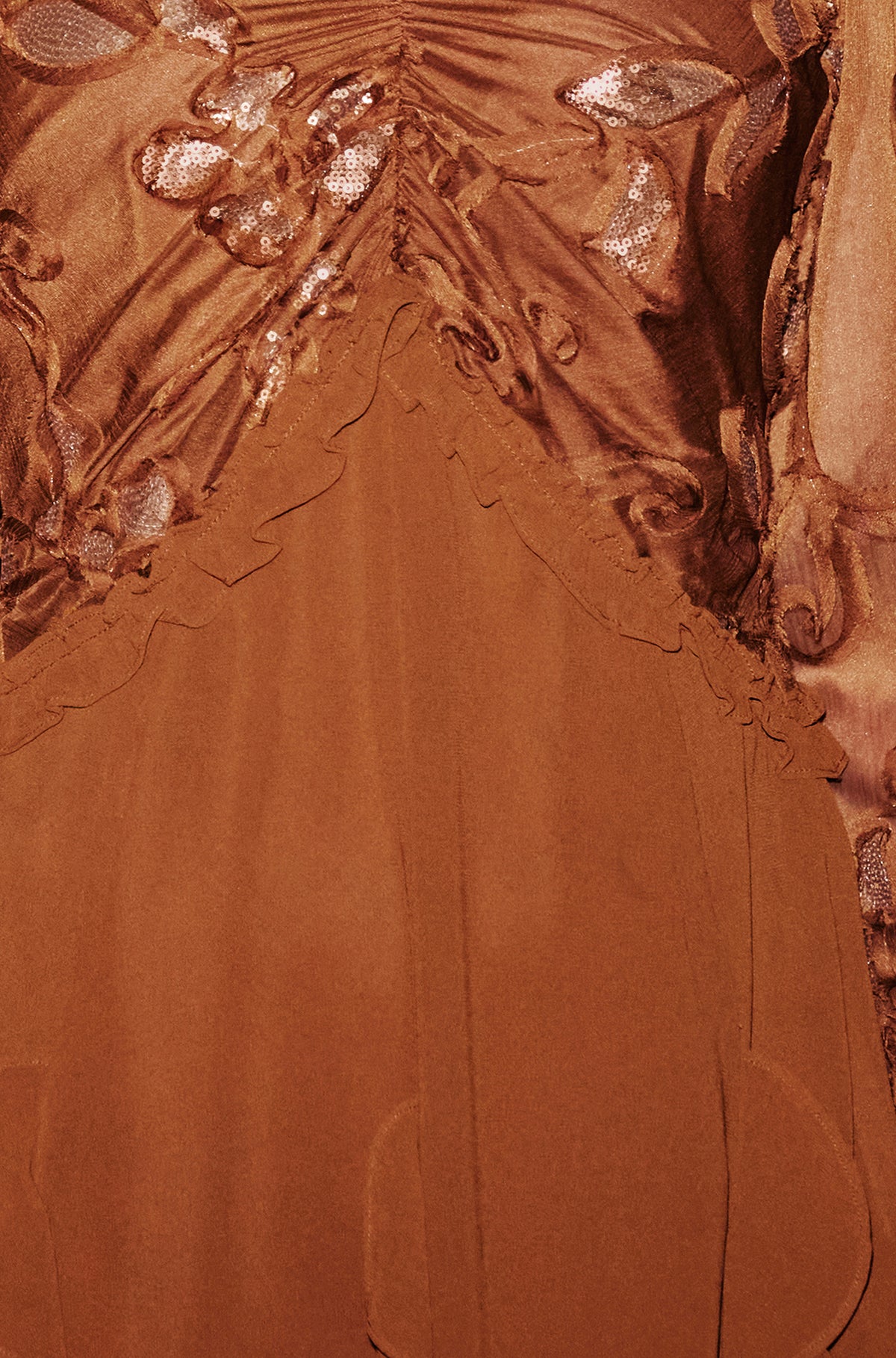 Yumi Brown Sequin Bodice Maxi Dress With Ruffles Dress Party Yumi