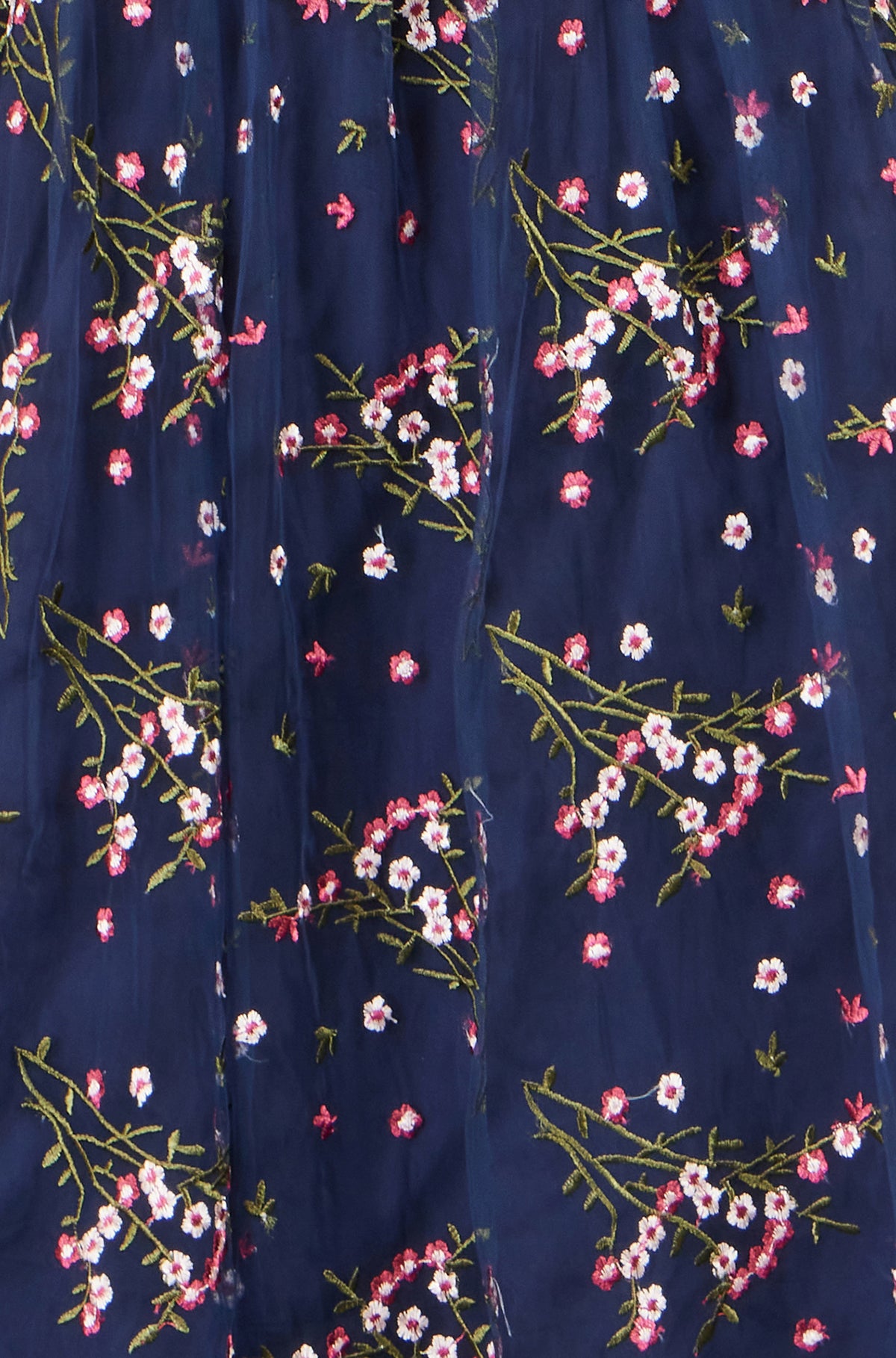 Yumi Navy Embroidered Floral Mesh Prom Dress Dress Occasion Yumi