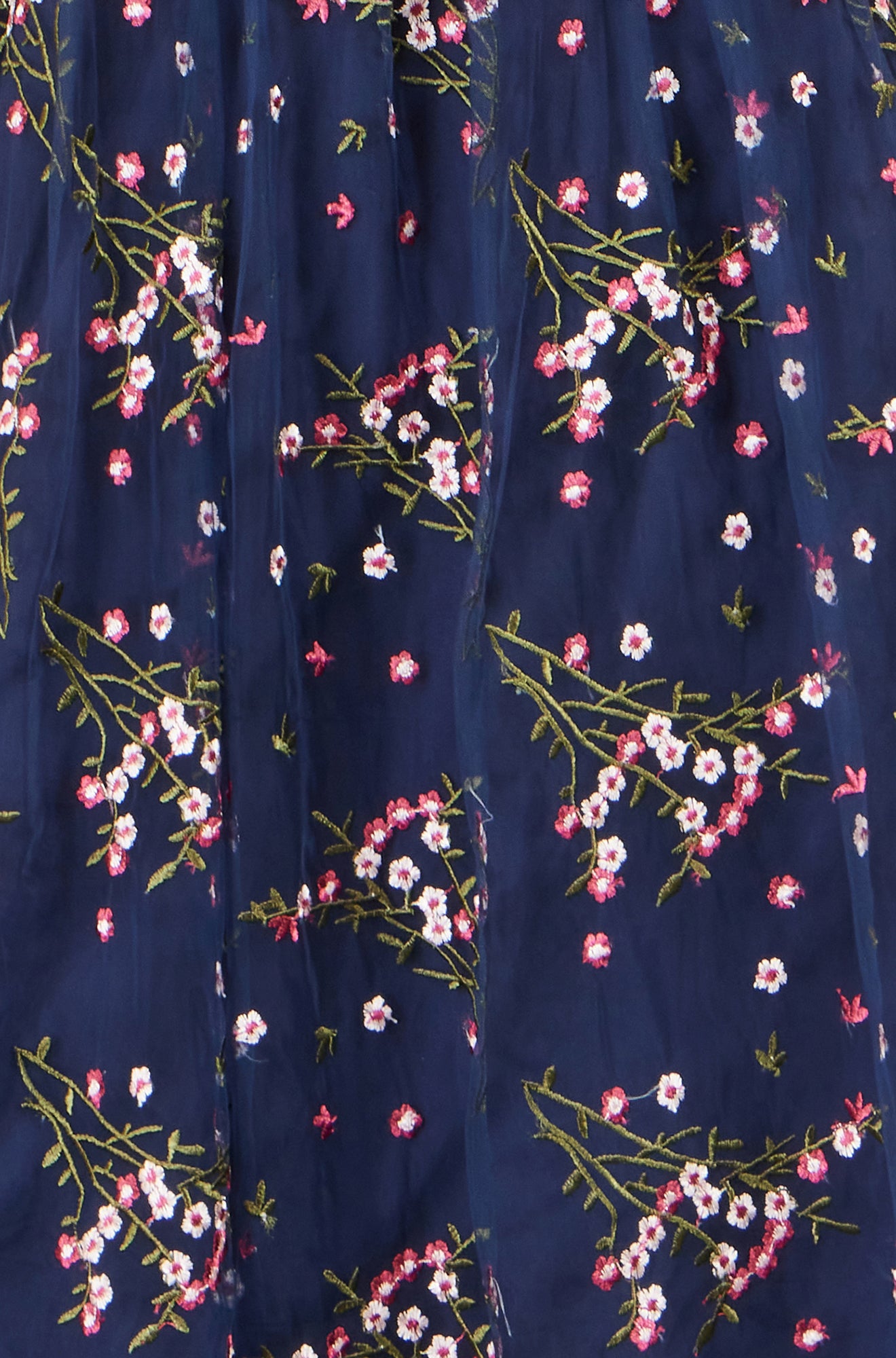 Yumi Navy Embroidered Floral Mesh Prom Dress Dress Occasion Yumi
