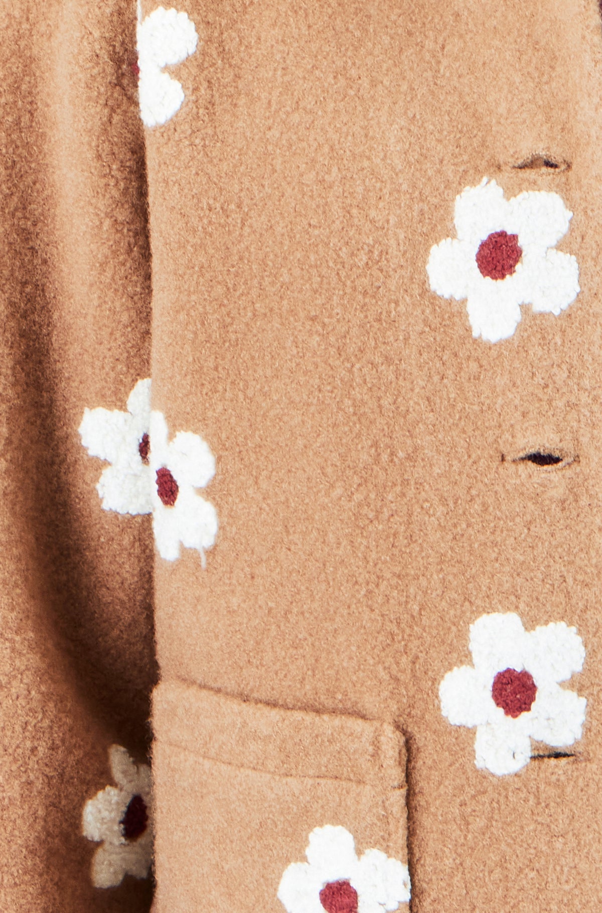 Yumi Brown Embroidered Daisy Fleece Jacket Outerwear Yumi