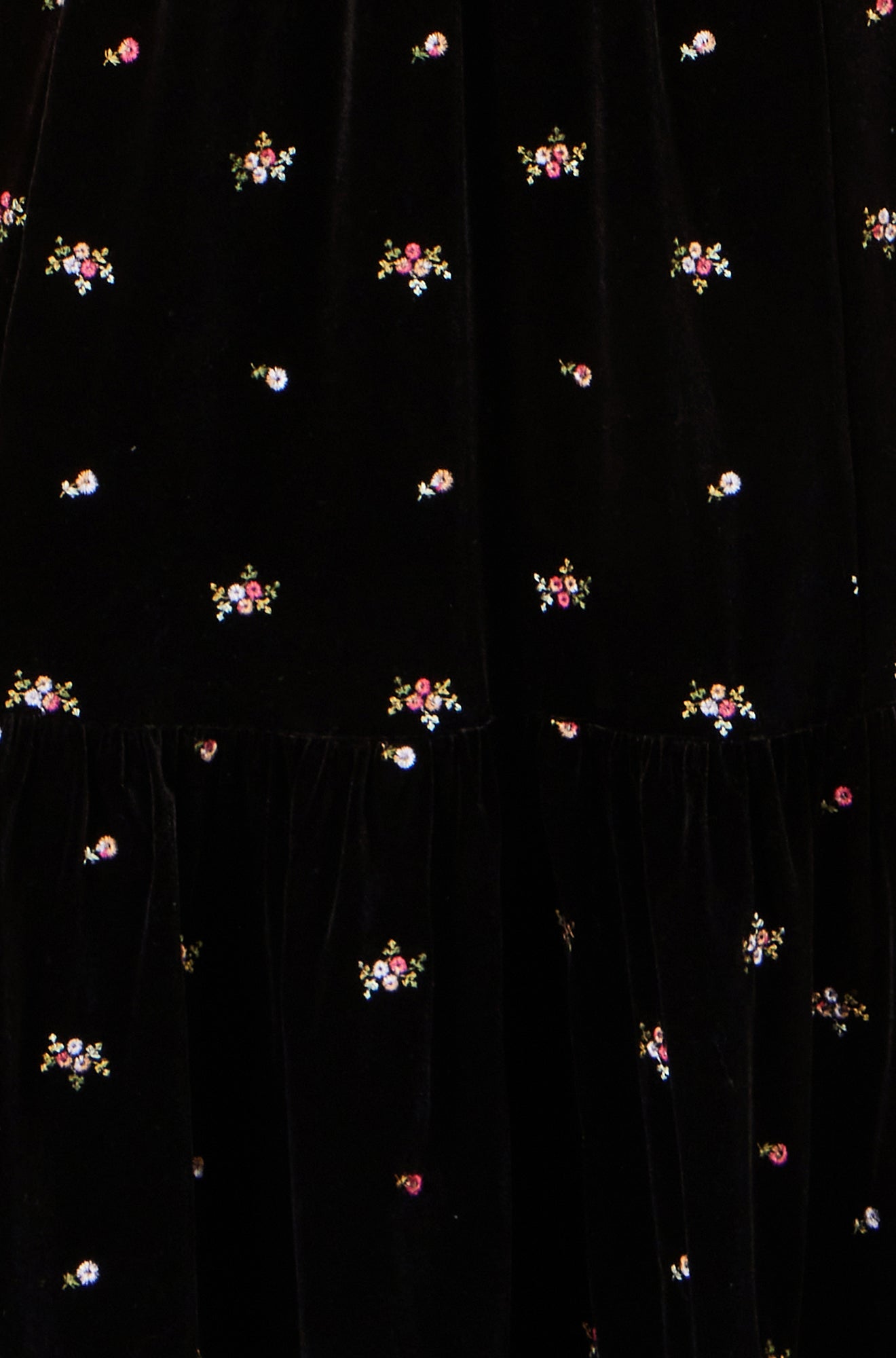 Yumi Black Velvet Embroidered Midi Dress Dress Party Yumi