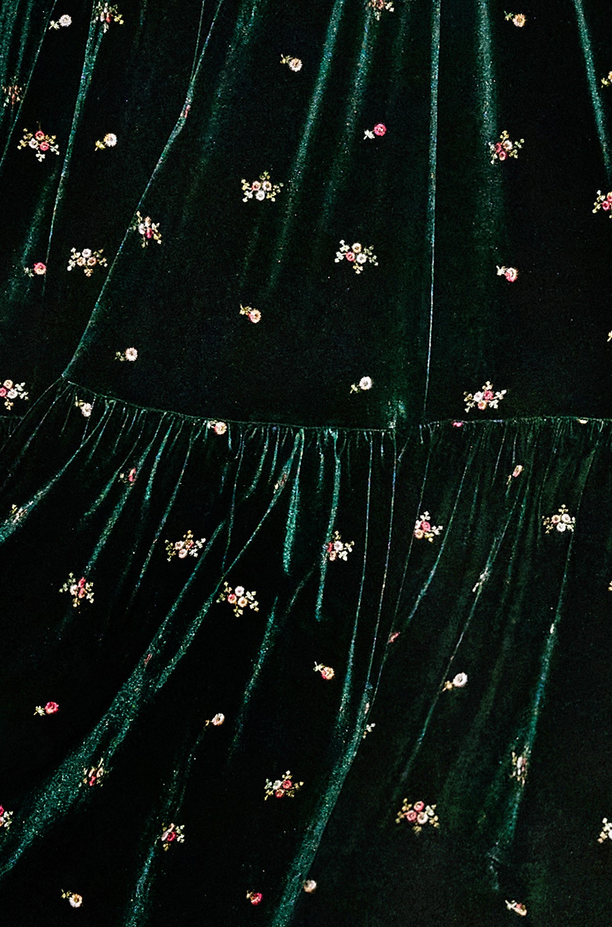 Yumi Green Velvet Embroidered Midi Dress Dress Party Yumi