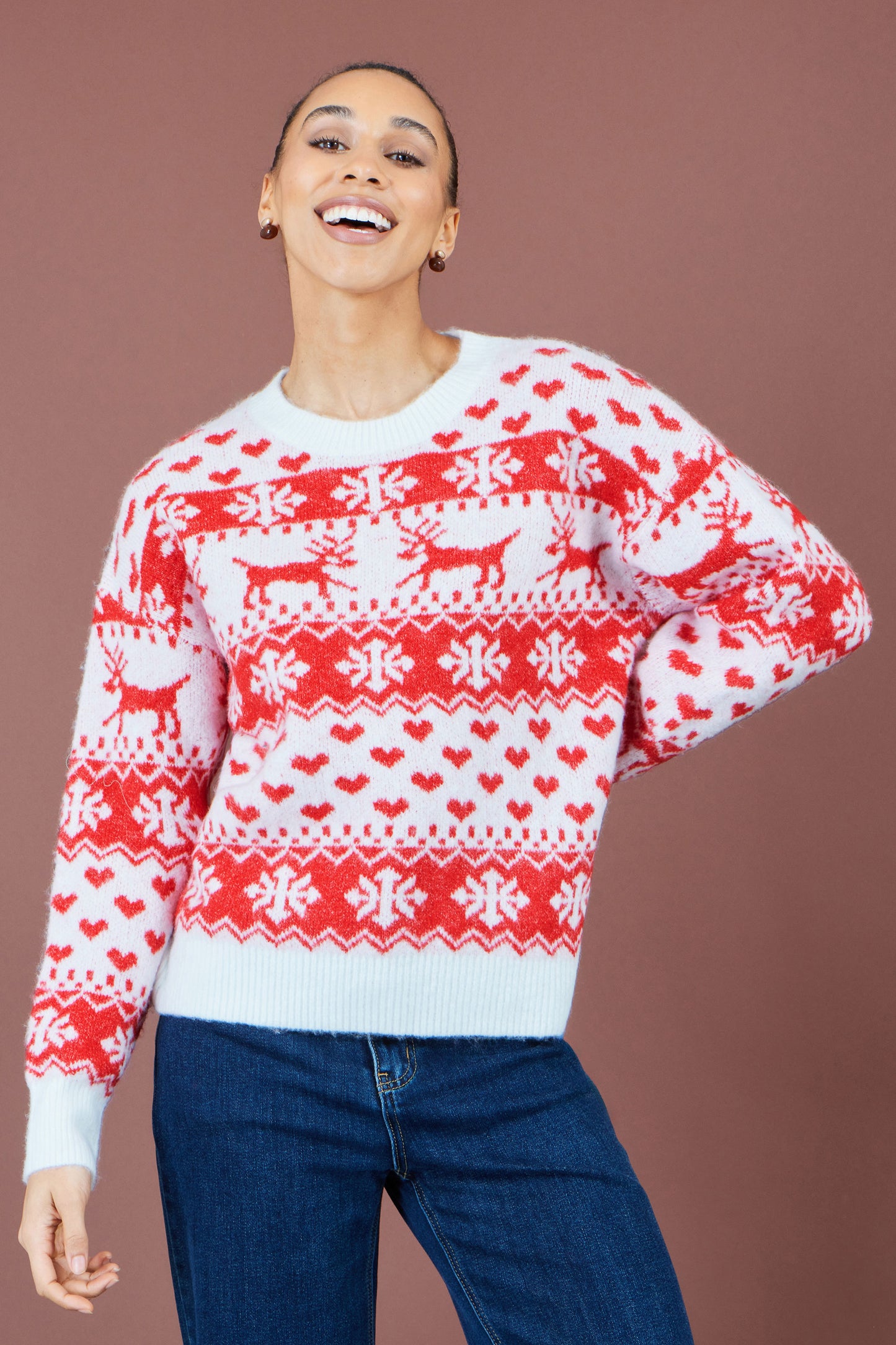 Yumi Red Heart Fairisle Christmas Jumper