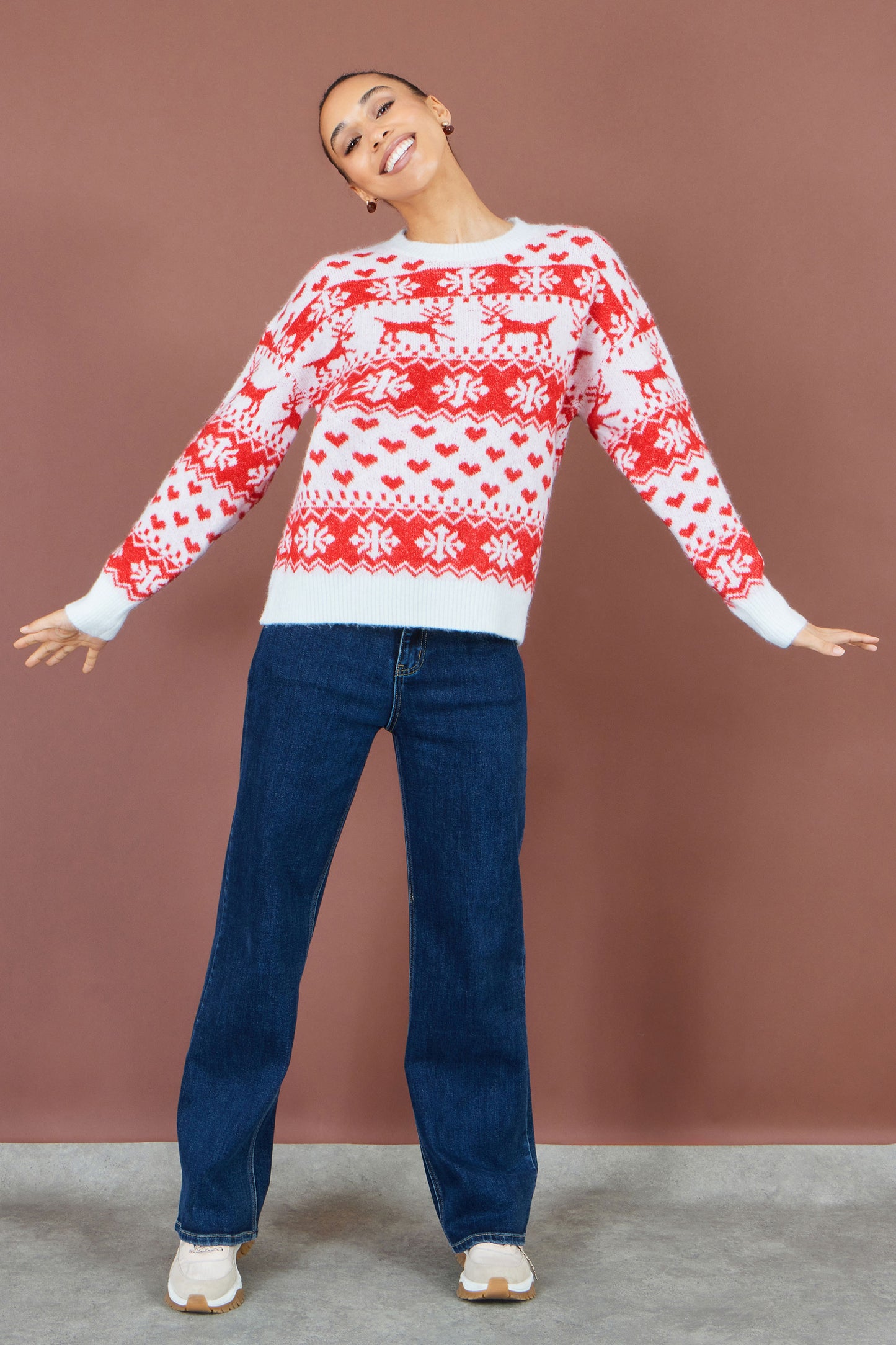 Yumi Red Heart Fairisle Christmas Jumper