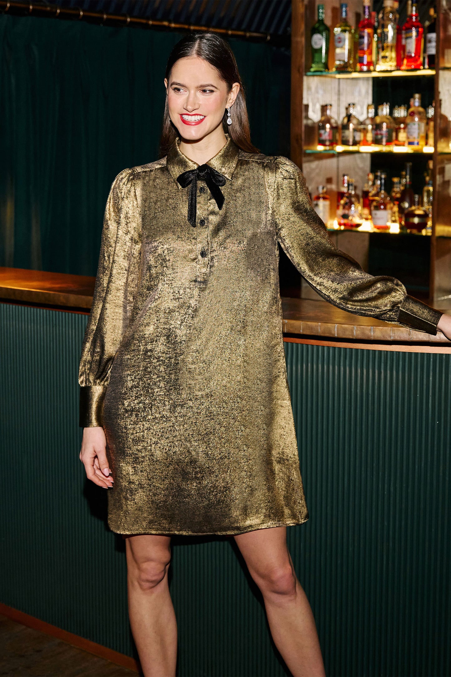 Yumi Gold Tunic With Velvet Tie