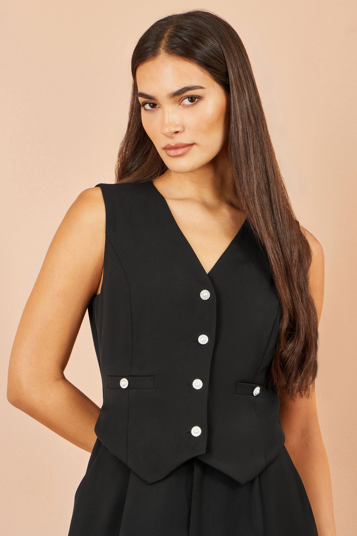 Yumi Black Waistcoat Style Jumpsuit Jumpsuit Yumi