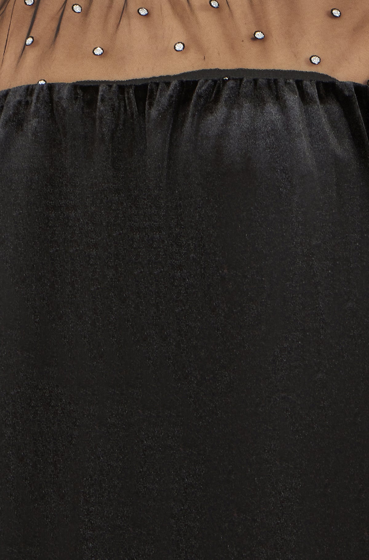 Yumi Black Velvet Mesh Embellished Top Tops Yumi