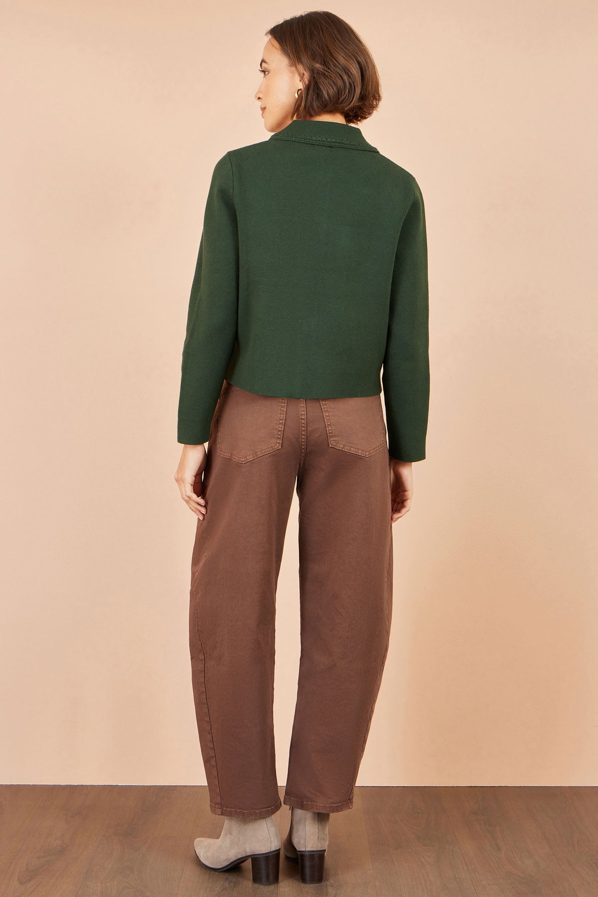 Yumi Green Knitted Box Jacket With Pockets Knit Cardigan Yumi