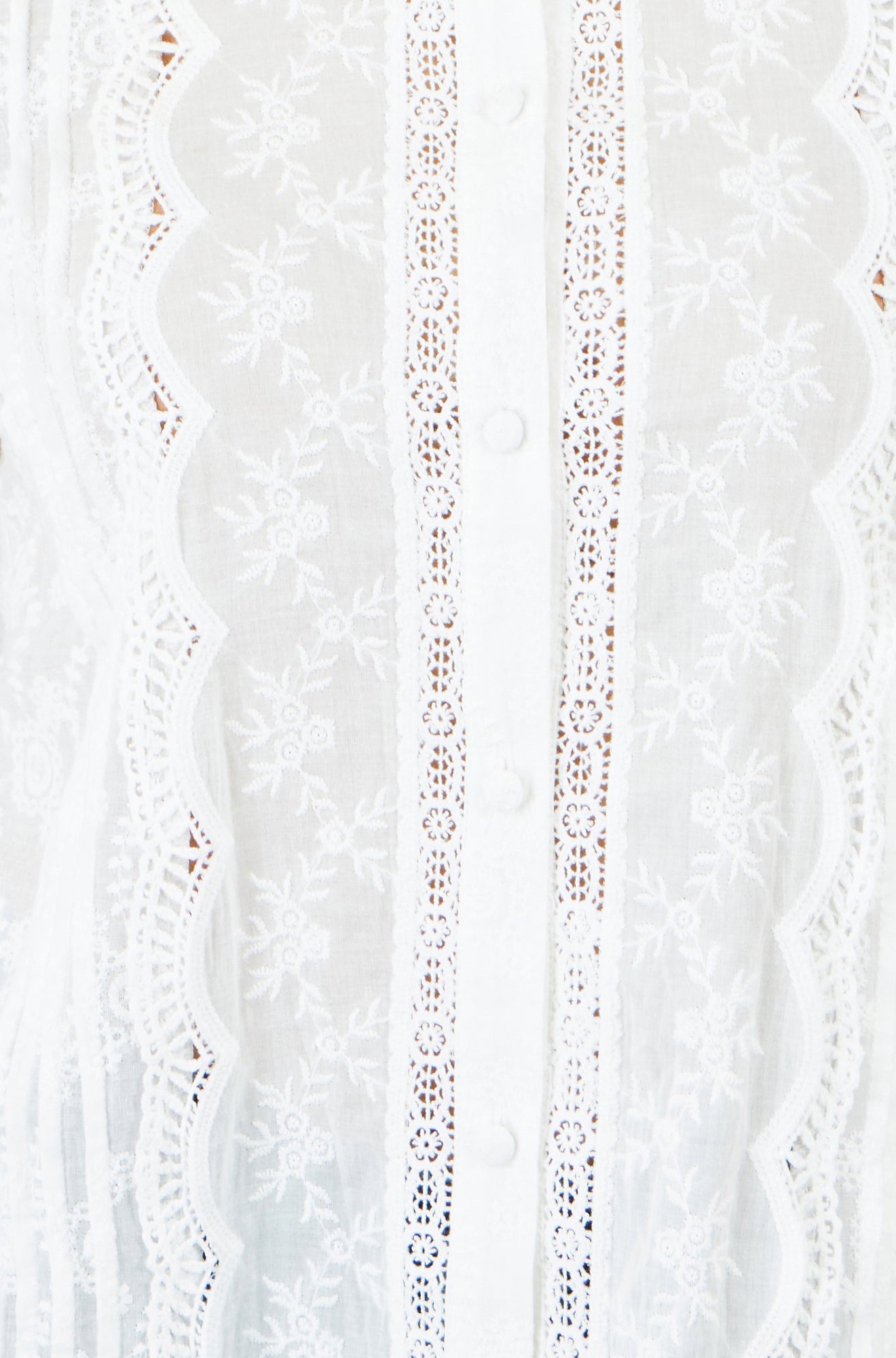 Yumi White Floral Cotton Shirt With Lace Details Tops Yumi