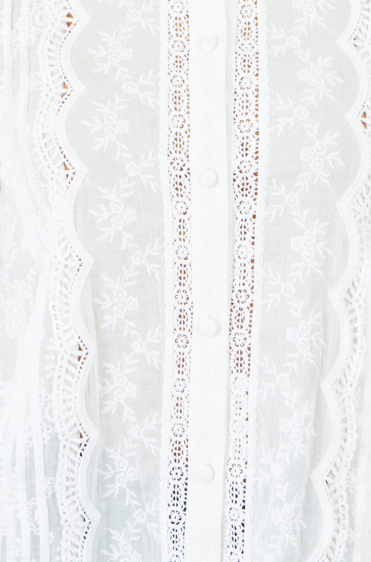 Yumi White Floral Cotton Shirt With Lace Details Tops Yumi