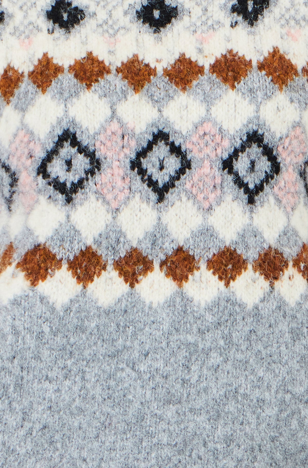 Yumi Grey Fairisle Wool Blend Relaxed Jumper